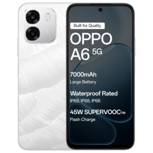 OPPO A6 5G (4GB RAM,128GB Storage) - Ice White - Image 1